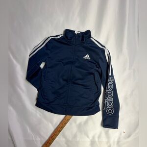Adidas Zip Up  Boys 8  Blue & White Stripe Jacket Sports Ball